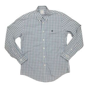 Brooks Brothers Regent Medium Blue Teal Purple Plaid Button Down Business Shirt